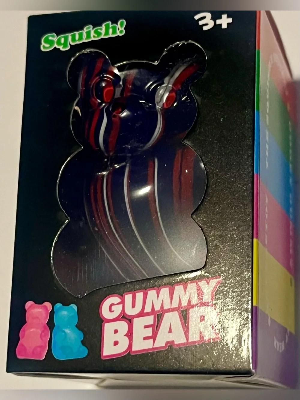 Gummy Bear Kids Squishy Toy - Blue with Red & White Stripes